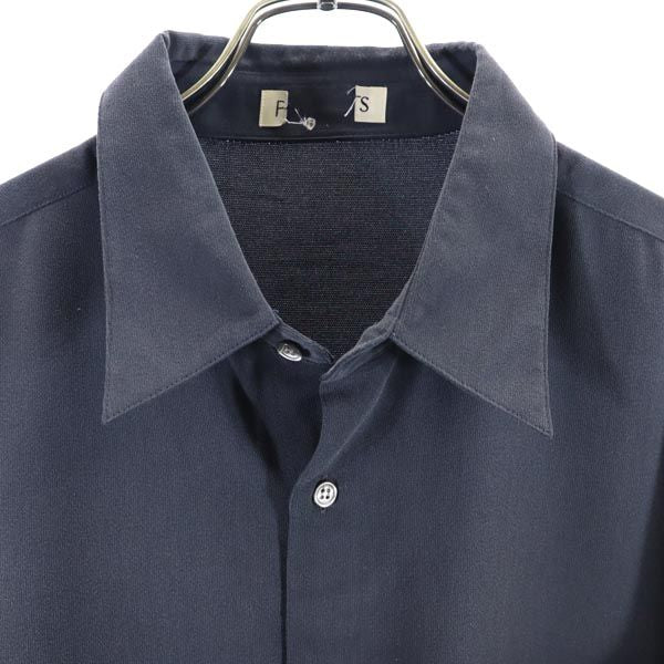 日本製 ロゴ刺繍 長袖 シャツ グレー メンズ