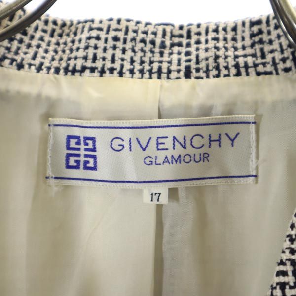 GIVENCHY ジバンシィ シルク リネンブレンド テーラードジャケット 17 黒×ベージュ レディース
