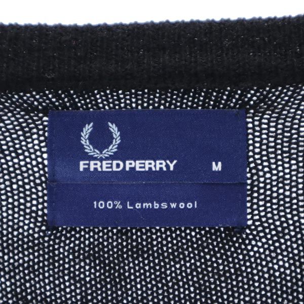 FRED PERRY フレッドペリー ウール アーガイル 長袖 ニット M 黒系 セーター メンズ