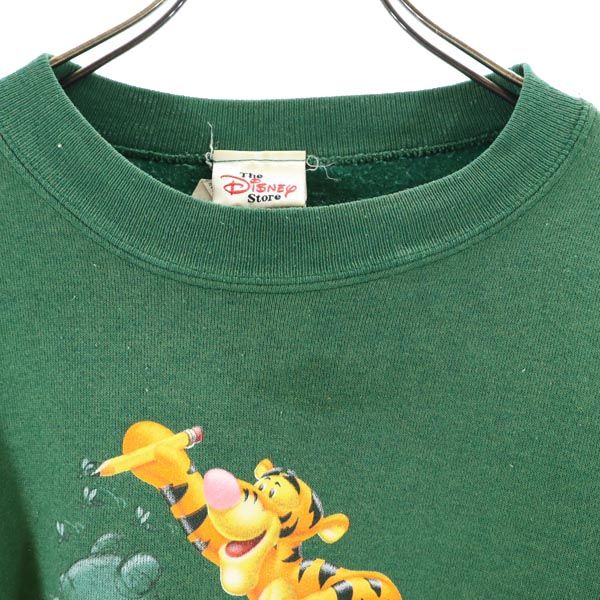 Disney ディズニー 90s USA製 オールド ティガー 長袖 スウェット トレーナー グリーン 裏起毛 メンズ
