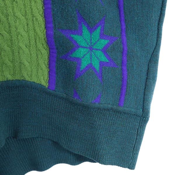 YVES SAINT LAURENT イヴサンローラン ウール 長袖 ニット M グリーン系 セーター メンズ