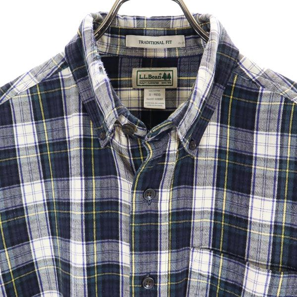 L.L.Bean エルエルビーン チェック柄 長袖 ボタンダウンシャツ S 紺×緑×白 アウトドア メンズ