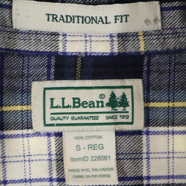 L.L.Bean エルエルビーン チェック柄 長袖 ボタンダウンシャツ S 紺×緑×白 アウトドア メンズ