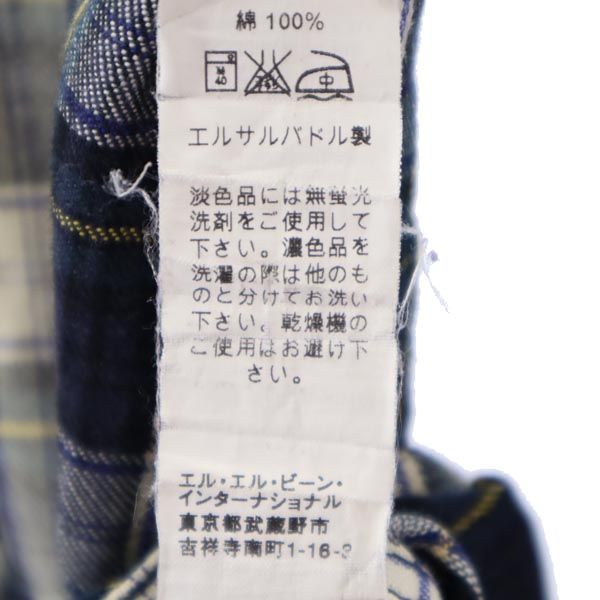 L.L.Bean エルエルビーン チェック柄 長袖 ボタンダウンシャツ S 紺×緑×白 アウトドア メンズ