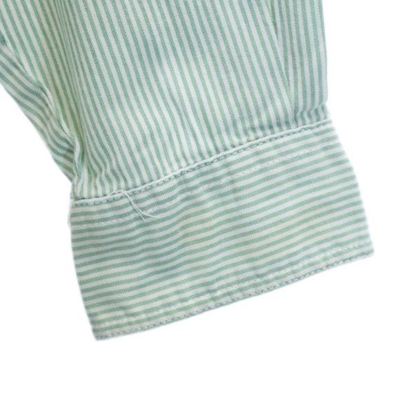 Budweiser バドワイザー ストライプ 長袖 シャツ グリーン系 ロゴ刺_ メンズ