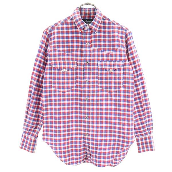 POLO RALPH LAUREN ポロラルフローレン チェック柄 長袖 ウエスタンシャツ 9 赤×青 レディース