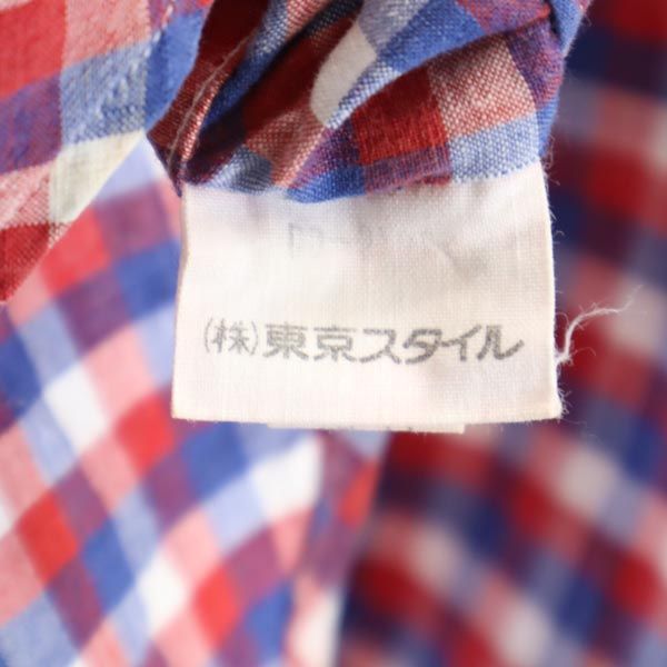 ポロラルフローレン チェック柄 長袖 ウエスタンシャツ 9 赤×青 POLO RALPH LAUREN レディース