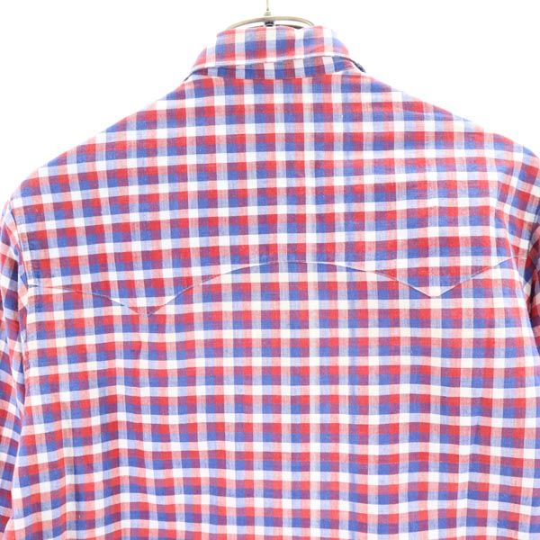 POLO RALPH LAUREN ポロラルフローレン チェック柄 長袖 ウエスタンシャツ 9 赤×青 レディース