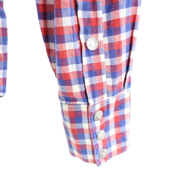 POLO RALPH LAUREN ポロラルフローレン チェック柄 長袖 ウエスタンシャツ 9 赤×青 レディース