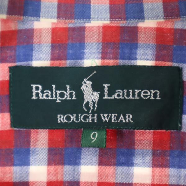 ポロラルフローレン チェック柄 長袖 ウエスタンシャツ 9 赤×青 POLO RALPH LAUREN レディース