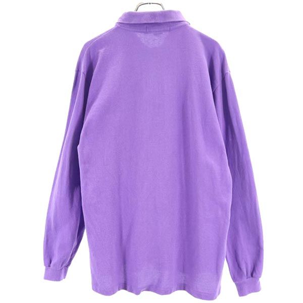 Polo by Ralph Lauren ポロバイラルフローレン ロゴ刺繍 長袖 ポロシャツ M 紫 鹿の子 メンズ