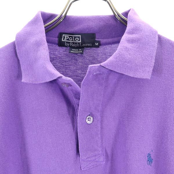 Polo by Ralph Lauren ポロバイラルフローレン ロゴ刺繍 長袖 ポロシャツ M 紫 鹿の子 メンズ