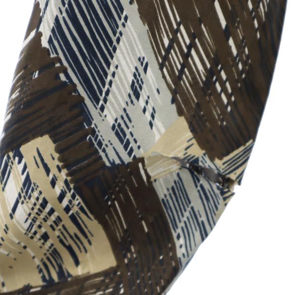 GOEL 70s ヴィンテージ 総柄 長袖 オープンカラーシャツ M ブラウン×グレー メンズ