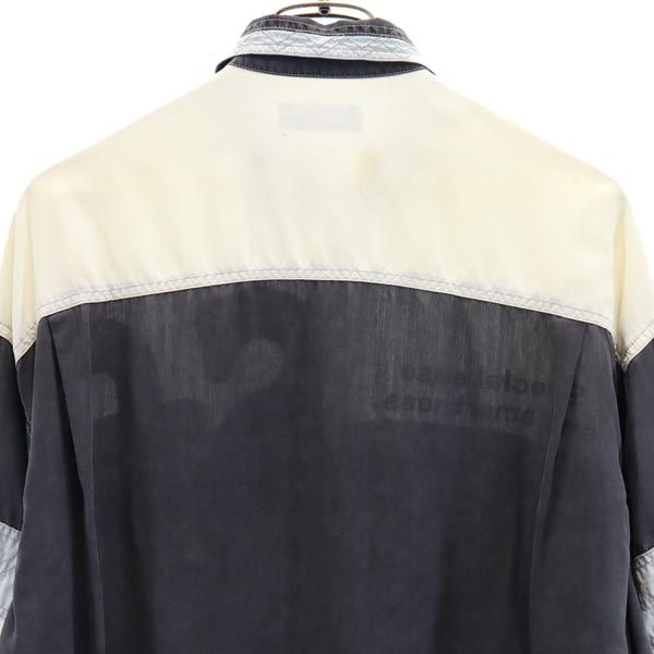 santa fe サンタフェ 英字刺繍 切替 長袖 シャツ 4 ホワイト×グレー メンズ