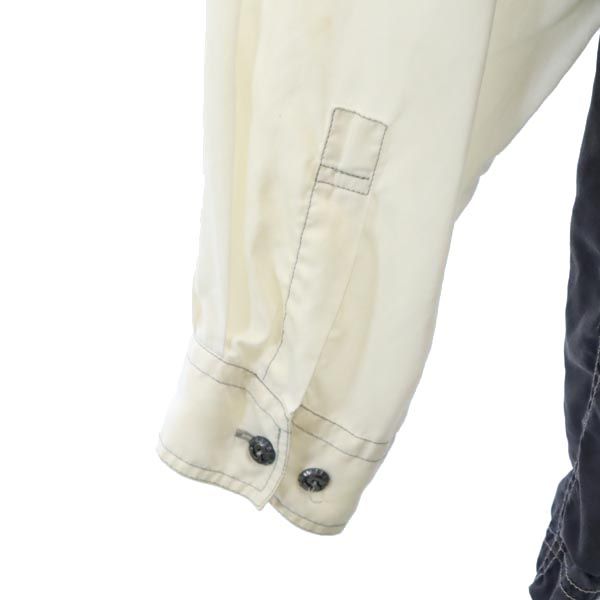 santa fe サンタフェ 英字刺繍 切替 長袖 シャツ 4 ホワイト×グレー メンズ