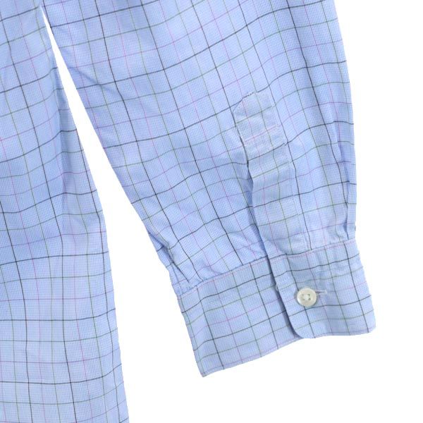 BURBERRY バーバリー チェック柄 長袖 ボタンダウンシャツ 水色系 レディース