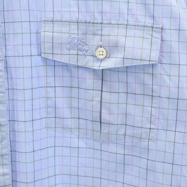 BURBERRY バーバリー チェック柄 長袖 ボタンダウンシャツ 水色系 レディース