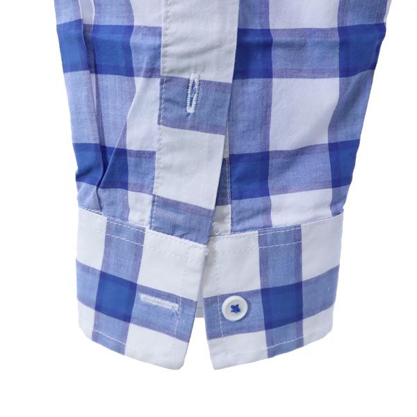 ARMANI EXCHANGE アルマーニエクスチェンジ チェック柄 長袖 シャツ M 青×白 メンズ