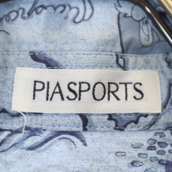 PIA SPORTS ピアスポーツ ワーナーブラザーズ 総柄 半袖 ボタンダウンシャツ 3 ブルーグレー メンズ