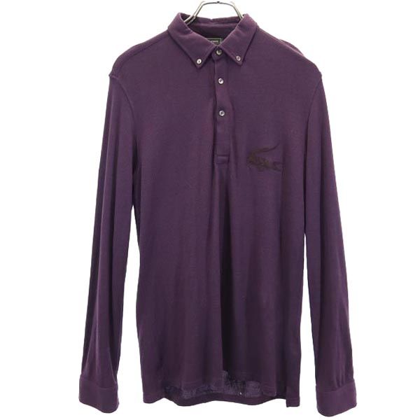 LACOSTE ラコステ 日本製 ウール 刺繍入り 長袖 ポロシャツ 4 紫 メンズ