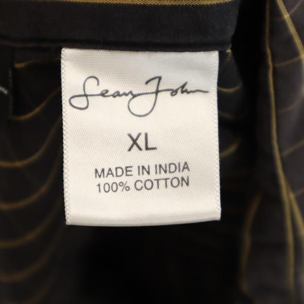 Sean John ショーンジョン ストライプ柄 長袖 シャツ XL ブラウン系 メンズ