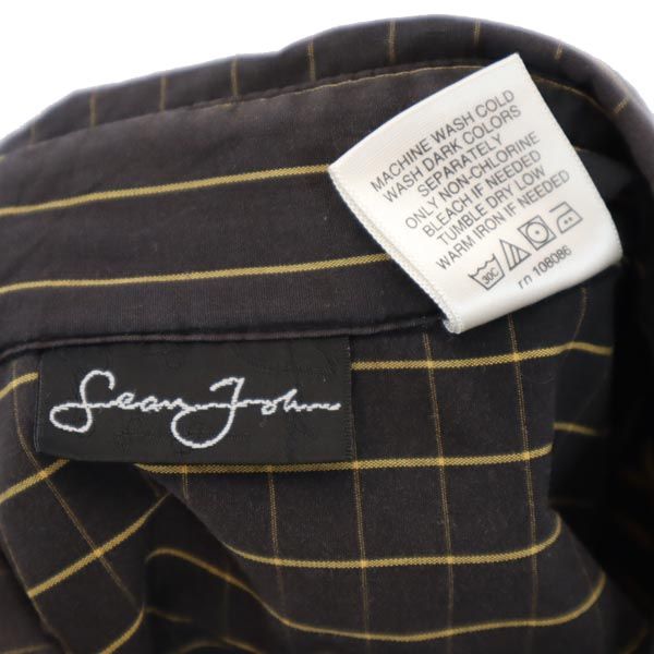 Sean John ショーンジョン ストライプ柄 長袖 シャツ XL ブラウン系 メンズ