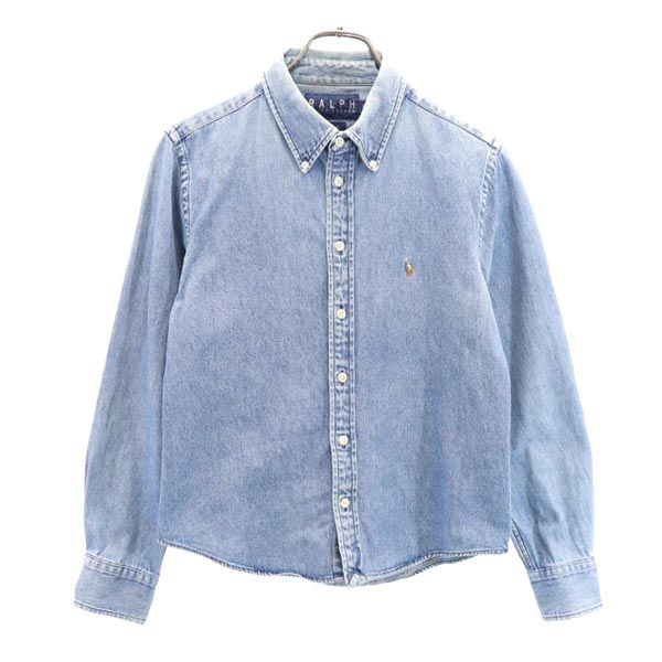 RALPH RALPH LAUREN ラルフラルフローレン ロゴ刺繍 長袖 デニムシャツ 8 キッズ