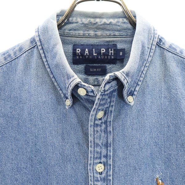 RALPH RALPH LAUREN ラルフラルフローレン ロゴ刺繍 長袖 デニムシャツ 8 キッズ
