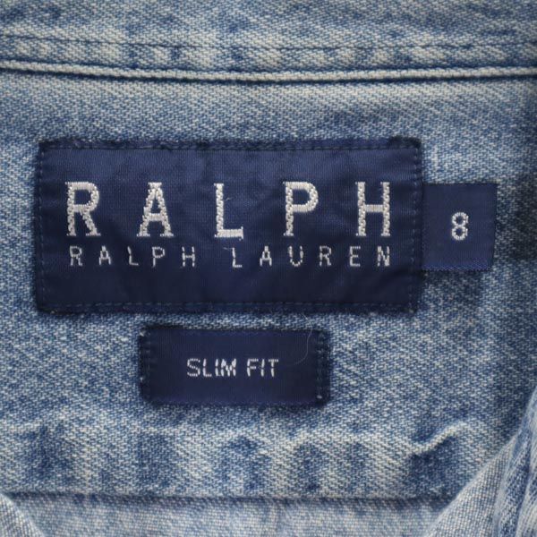 RALPH RALPH LAUREN ラルフラルフローレン ロゴ刺繍 長袖 デニムシャツ 8 キッズ