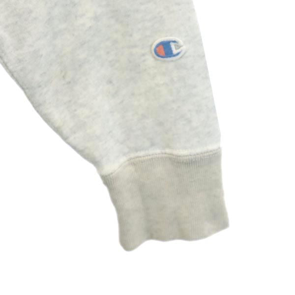 Champion チャンピオン ロゴプリント 長袖 スウェット M ライトグレー×アイボリー メンズ