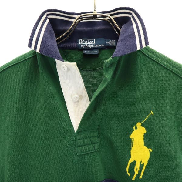 Polo by Ralph Lauren ポロバイラルフローレン ビック刺繍 半袖 ポロシャツ S グリーン×ネイビー×ホワイト メンズ