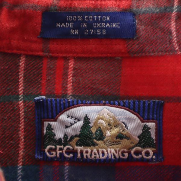 GFC TRADING COMPANY チェック柄 長袖 ボタンダウンシャツ レッド系 ネルシャツ メンズ
