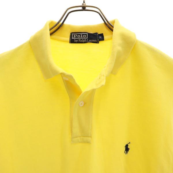 ポロバイラルフローレン ワンポイント刺繍 半袖 ポロシャツ M 黄 Polo by Ralph Lauren 鹿の子 メンズ
