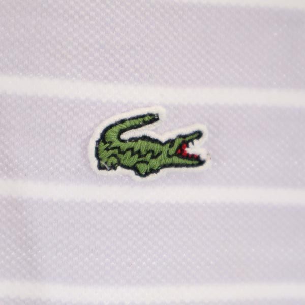 LACOSTE ラコステ ボーダー柄 半袖 ポロシャツ 3 ライトグレー系 鹿の子 メンズ