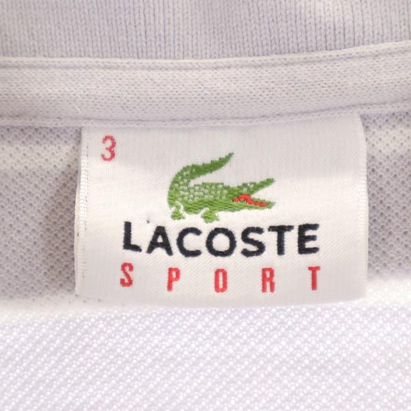 LACOSTE ラコステ ボーダー柄 半袖 ポロシャツ 3 ライトグレー系 鹿の子 メンズ