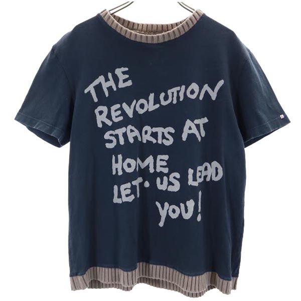 55DSL フィフティーファイブディーエスエル ロゴプリント 半袖 Tシャツ M ネイビー系 メンズ