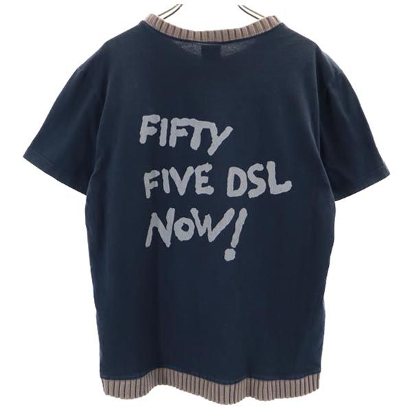 55DSL フィフティーファイブディーエスエル ロゴプリント 半袖 Tシャツ M ネイビー系 メンズ
