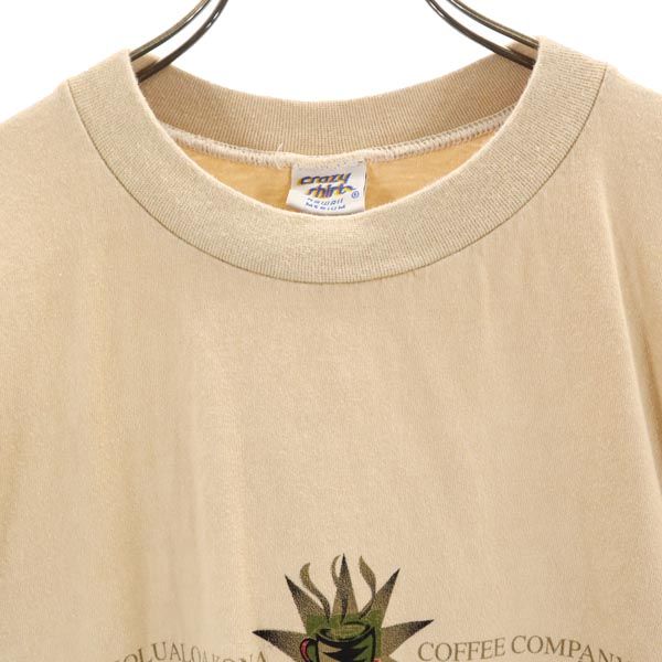 Crazy Shirt クレイジーシャツ USA製 バックプリント 半袖 Tシャツ M ベージュ系 メンズ