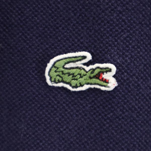 LACOSTE ラコステ 日本製 スクエア プリント 半袖 ポロシャツ 5 紺 鹿の子 メンズ