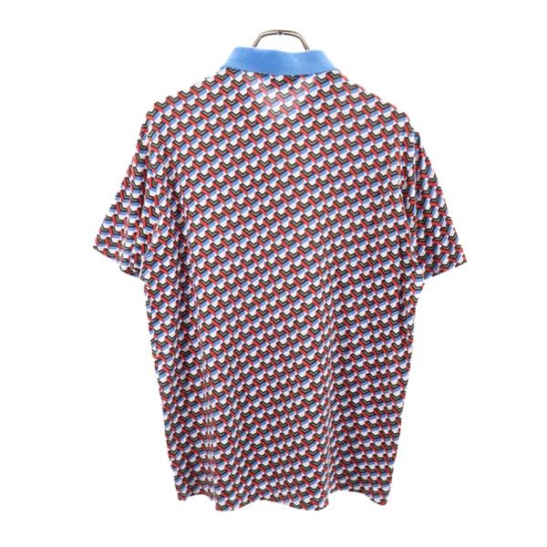 LACOSTE ラコステ 総柄 半袖 ポロシャツ 4 青×赤×黒 メンズ