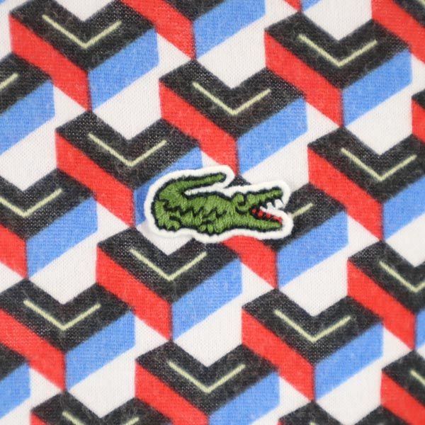 ラコステ 総柄 半袖 ポロシャツ 4 青×赤×黒 LACOSTE メンズ