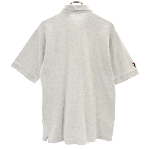 フィラ ロゴ 刺繍 半袖 ポロシャツ L グレー FILA 鹿の子 メンズ