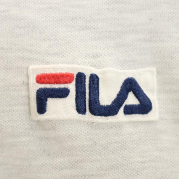 FILA フィラ ロゴ 刺繍 半袖 ポロシャツ L グレー 鹿の子 メンズ