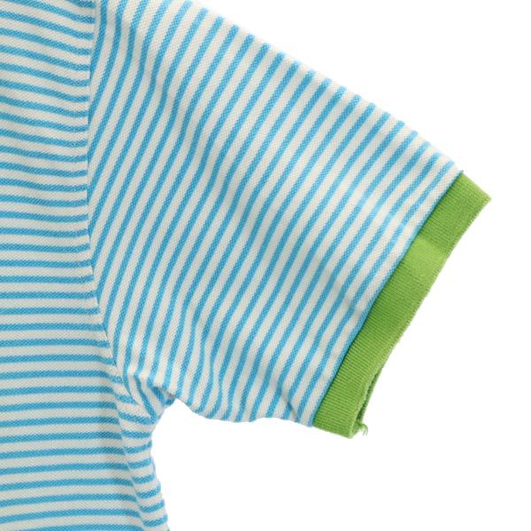 FRED PERRY フレッドペリー ボーダー柄 半袖 ポロシャツ S 水色×白×緑 鹿の子 メンズ