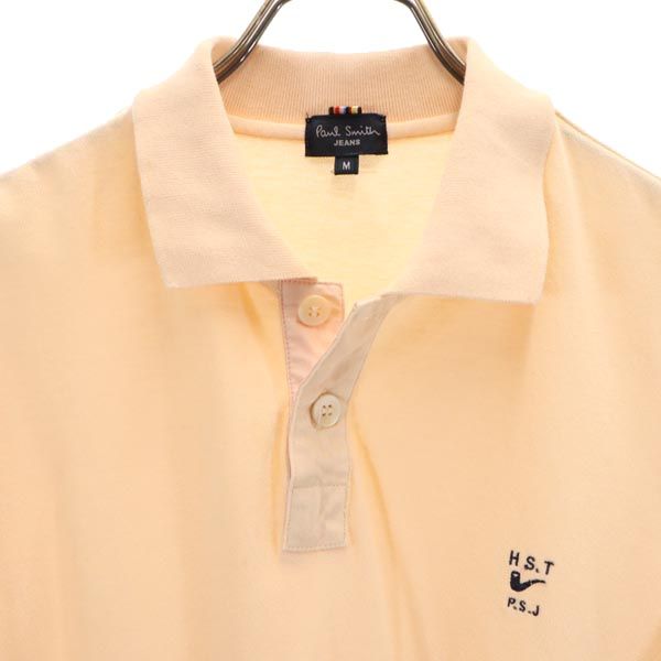 Paul Smith JEANS ポールスミスジーンズ ワンポイント刺繍 半袖 ポロシャツ M ベージュ系 鹿の子 メンズ