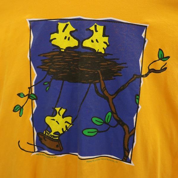 SUMMIT サミット 90s USA製 オールド スヌーピ ウッドストック プリント 半袖 Tシャツ オレンジ系 PEANUTS シングルステッチ メンズ