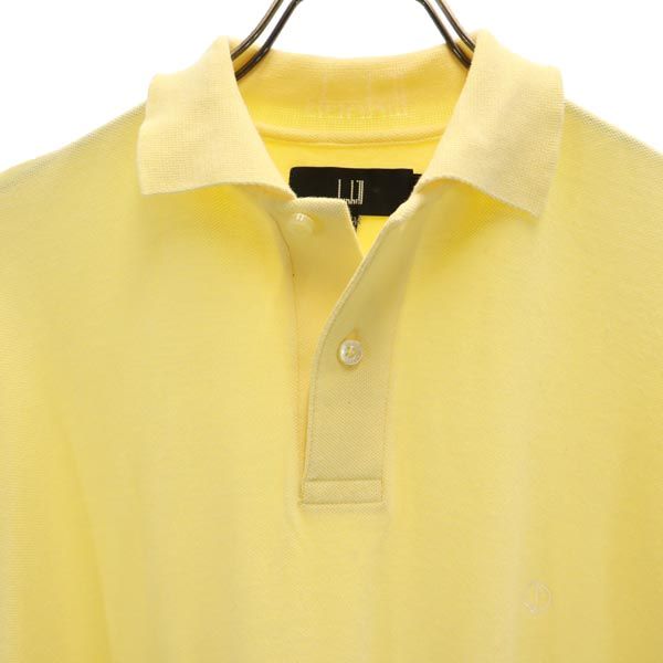 Dunhill ダンヒル ロゴ刺繍 半袖 ポロシャツ S イエロー 鹿の子 メンズ