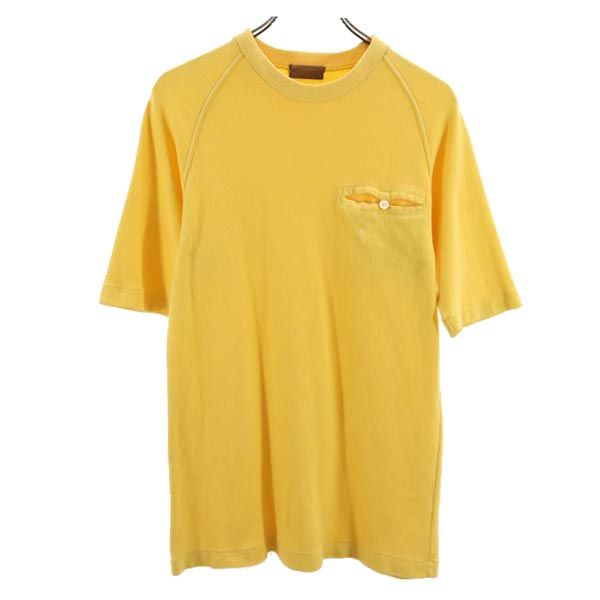 YVES SAINT LAURENT イヴサンローラン ワンポイント刺繍 半袖 Tシャツ L イエロー系 メンズ