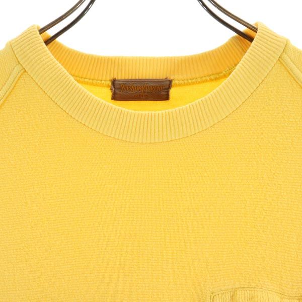 YVES SAINT LAURENT イヴサンローラン ワンポイント刺繍 半袖 Tシャツ L イエロー系 メンズ
