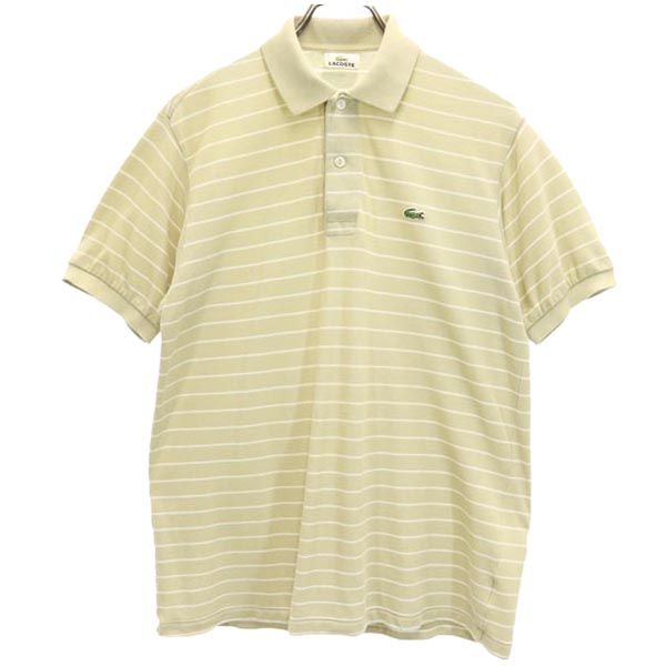LACOSTE ラコステ ボーダー柄 半袖 ポロシャツ 3 ベージュ メンズ